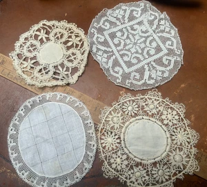 lote vintage de 4 tapetes crochet encaje algodón - Imagen 1 de 9