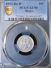 1892-Do D 10 Cents Mexico PCGS AU50 KM-403.3 (Population 1/0) Beautiful Coin
