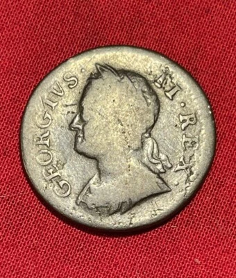 1750 King George II US Colonial Copper Farthing  **Authentic Old Head - Image 1 of 4