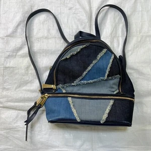 Michael Kors Kieran Multi Blau Patchwork Denim Leder Rucksack Größe 11x10x5 - Bild 1 von 16