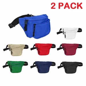 DALIX Fanny Pack with 3 Pockets Travel Waist Pouch Adjustable (2 Pack) - Picture 1 of 51