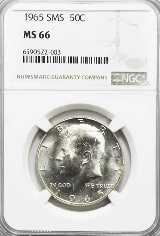 1965 50c SMS Kennedy Silver Half Dollar Fifty Cents MS66 NGC Cover