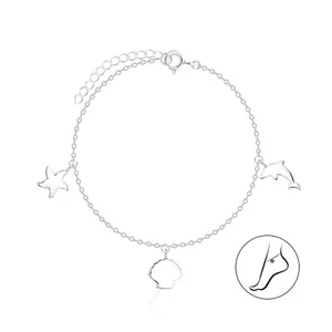 925 Sterling Silver Ocean Life Chain Anklet Women Foot Jewelry Ankle Dolphin - Picture 1 of 2