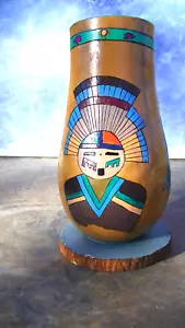 Native American Hand Painted Kachina On Gourd by Larry 2022 7"T X 3"W - Picture 1 of 13
