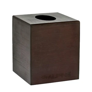 Alpine Industries Square Cube Wooden Facial Tissue Box Cover Holder, Espresso - Picture 1 of 6
