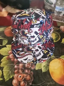 Miami Ink Hat Fitted Mesh Back Trucker 08, Colorful Skull Art Ed Hardy Tattoo - Picture 1 of 1