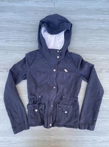 Abercrombie & Fitch Kids Jacket Field Coat Girls XL Blue Full Zip Snap Hooded - Picture 1 of 9