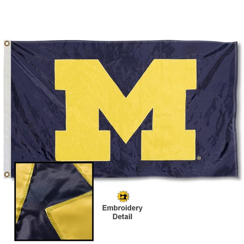Michigan Team University Wolverines Embroidered and Appliqued Nylon Flag Cover