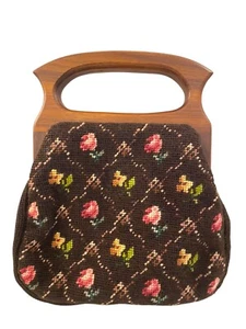 Borsa vintage Elizabeth Turner Louisville punto ago rose manico in legno usata in ottime condizioni - Foto 1 di 19