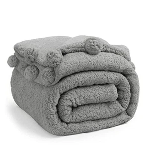 Double Sided Sherpa Blanket,Queen Size Super Queen(90x90 Inches) Double Grey - Picture 1 of 7