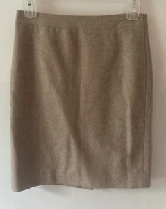 J Crew Wool Beige Tan Minimalist Academia Preppy Pencil Skirt Sz 4 - Picture 1 of 5