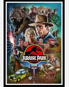 Impresión de póster de película de arte Parque Jurásico e impresiones en lienzo sin marco - Imagen 1 de 6