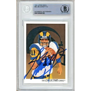 Jim Everett Signed 1991 Upper Deck #94 Beckett BAS Slabbed LA Rams NFL Auto Card - Picture 1 of 5