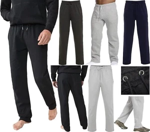 Pantalones de chándal de vellón liso de longitud completa para hombre con bolsillos laterales - Imagen 1 de 9
