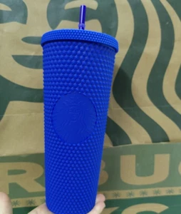 Starbucks NEU Klein Blue Matte Diamond Studded Tumbler 24oz Venti Cold Water Cup - Bild 1 von 4