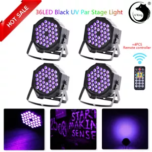 4Pcs 36W UV Black 36 LEDs Par Light Stage Lighting Disco with Remote Controller - Picture 1 of 8