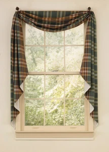 WOOD RIVER PLAID FISHTAIL SWAG CURTAIN, 145X25", NEW IN PKG, FREE SHIPPING - Picture 1 of 1