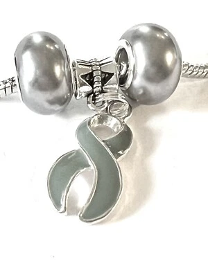 Brain Cancer Tumor Awareness, Gray Ribbon Awareness Charm - Image 1 of 4
