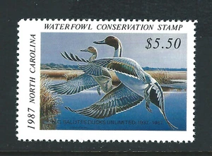 NC-5, 1987 North Carolina State Duck Stamp, $5.50 Pintails - Picture 1 of 1