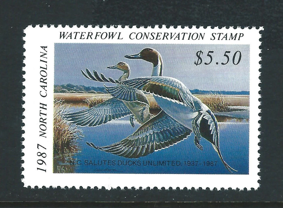 NC-5, 1987 North Carolina State Duck Stamp, $5.50 Pintails - Image 1 of 1
