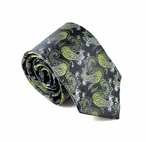 Alexandre Savile Row Men's Necktie 3.25"X 60" Black Yellow Olive Neckwear Tie - Picture 1 of 7