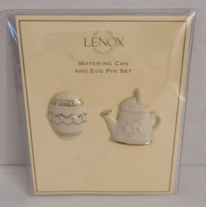Juego de broche de primavera Lenox regadera y huevo fino marfil China Pascua 24K NUEVO - Imagen 1 de 3