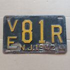 1942 New Jersey License Plate - "81R" VE N.J. 1942 (gold on black)