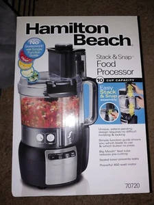 Food Processor Hamilton Beach,10-Cup Stack & Snap with Big Mouth,Black & Stainle - Picture 1 of 2