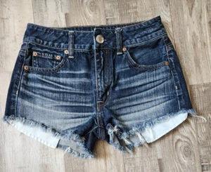 AMERICAN EAGLE OUTFITTERS Women's Size 00 Blue Denim Boyfriend Shorts. Mini Y2K - Picture 1 of 10