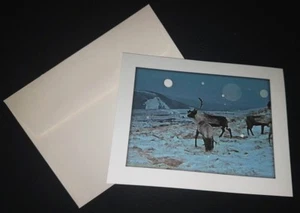 "Canadian Elk by Moonlight" Wildlife Lover Notecard with Envelope - Picture 1 of 1