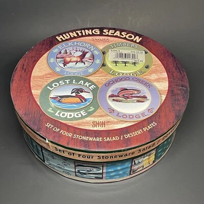 Sakura Oneida Hunting Season Lodge Artwork (4) Stoneware Salad/Dessert Plates - Image 1 of 4