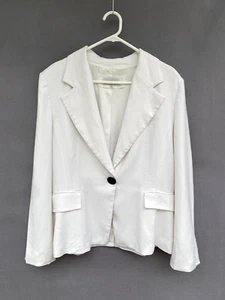 ☘️ Veronika Maine Viscose Long Sleeve Blazer Jacket Corporate Coat White Size 14 - Picture 1 of 5
