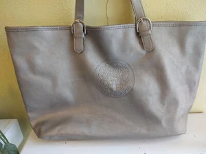 Vince Camuto Everything Handled Purse-Silver Pewter PVC Bag-Pink Interior- Used - Picture 1 of 8