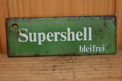 Altes Blechschild Shell Tankstelle,Supershell Bleifrei,Kraftstoff,Oldtimer,Orig. - Bild 1 von 2