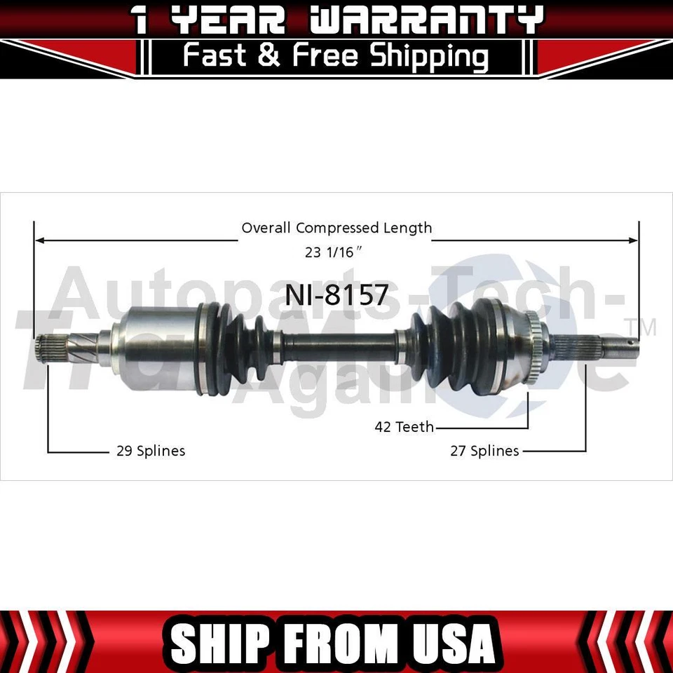 Eje delantero conductor CV eje articulado compatible con Nissan Sentra 2002 2003 2004 2005 2006 Foto 1 de 1