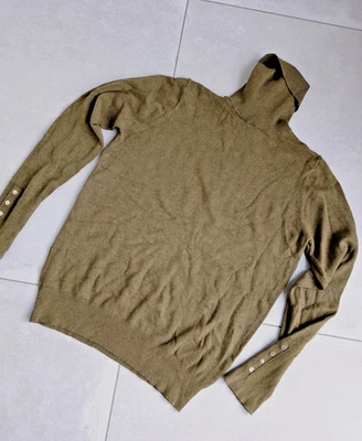 Klassischer Pullover Zara M 38 Oliv Rollkragen Knöpfe - Bild 1 von 4