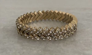 NWOT J Crew Matte Gold Rhinestone Stretch Bracelet - Picture 1 of 4