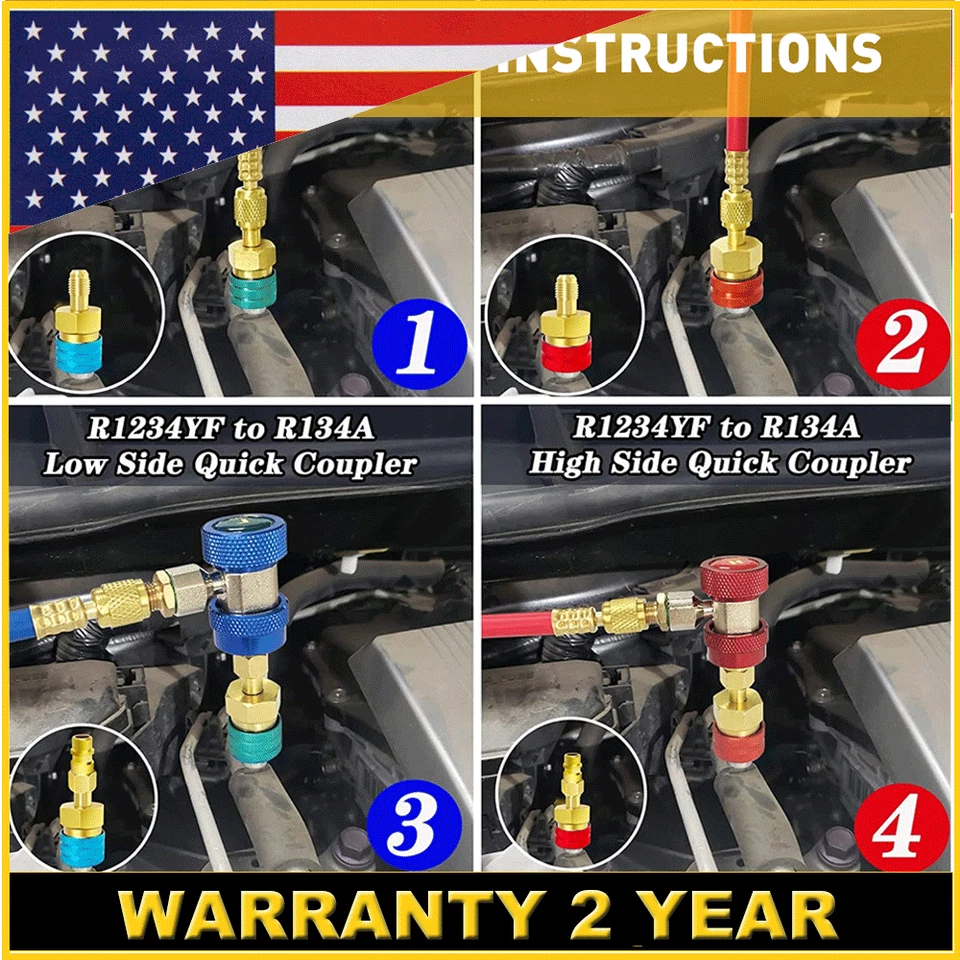 Acopladores rápidos laterales altos y bajos conectores heredados adaptadores R1234YF a OXILAM R134A Foto 1 de 4