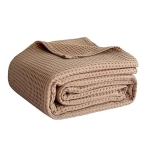 100% Cotton Waffle Weave Blanket Twin Size 66"x90", Soft Lightweight - Picture 1 of 8