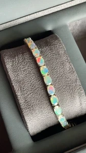 Beautiful Opal Bracelet In .925 Silver 6.5 Inches - Picture 1 of 3