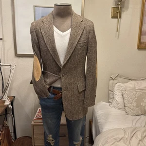 Polo Ralph Lauren M 40 British Tweed English Leather RRL Sport Professor Jacket - Picture 1 of 17