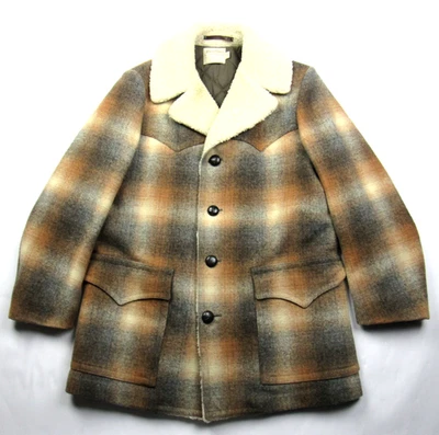 Vtg Pendleton High Grade Western Wear Shadow Plaid Wool Coat Sz 42 Jacket USA - Image 1 of 4