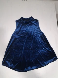 Camiseta sin mangas de terciopelo azul oscuro con cuello falso para mujer Gnu 1x talla grande sexy suave elástica  - Imagen 1 de 5