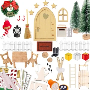 Wichteltür Set Weihnachten Tür mit Leiter Schlitten Schablone Kranz Postfach - Bild 1 von 8