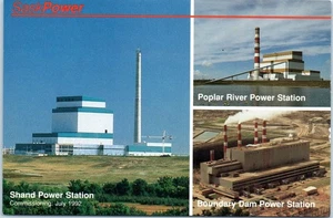 SaskPower, Shand, Poplar River and Boundary Dam Power Stations, Canada Postcard - Picture 1 of 2