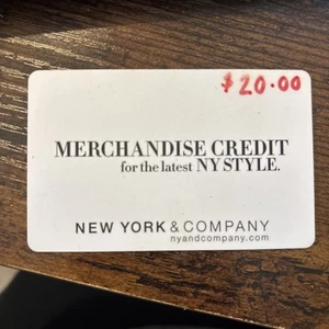 New York and Company Gift Card Merchandise Credit $20 Online only - Picture 1 of 1