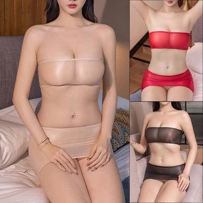 Stylish Women Sexy Lingerie High Elastic See-Through Slimming Solid Color - Image 1 of 4