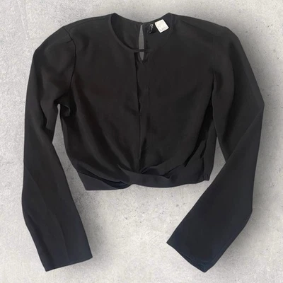 H&M 女式长袖黑色 4 码短上衣 — 第 1/4 张图片