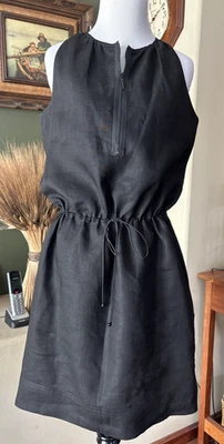 WORTH Black Sleeveless Linen Dress 10 Unworn - Image 1 of 4