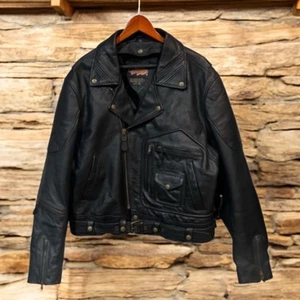 Vtg Easyriders Motorcycle Biker Jacket Sz XXL Black Leather Padded Moto Patch - Picture 1 of 18